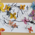Аплікація з м'ятою паперу з елементами малювання «Бабочковое дерево»